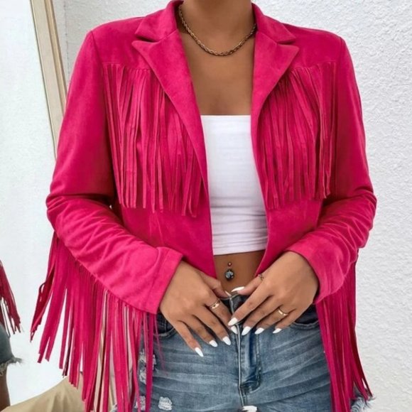 Fringe Trim detailed long sleeve Open Front Jacket - Picture 6 of 6